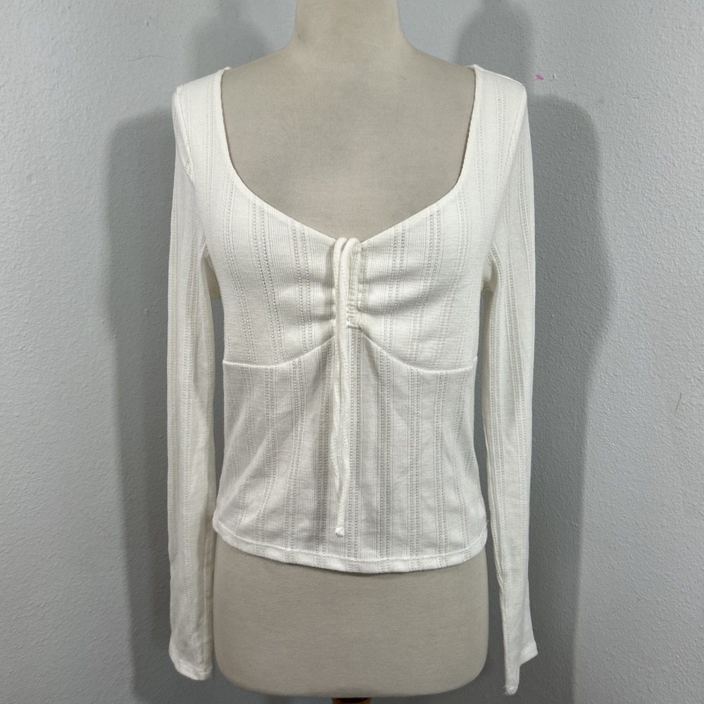 Aeropostale Top Womens L Ivory Babydoll Ribbed Feminine Boho‎ Bella Swan Gilbert